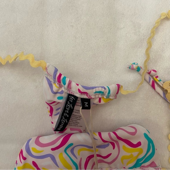 New! For Love And Lemons Colorful Tie Waist Cheeky Bikini Bottom M 1939 - Picture 4 of 7
